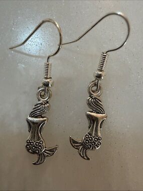 Silver Mermaid Drop Earrings - Charming Fish Dangle